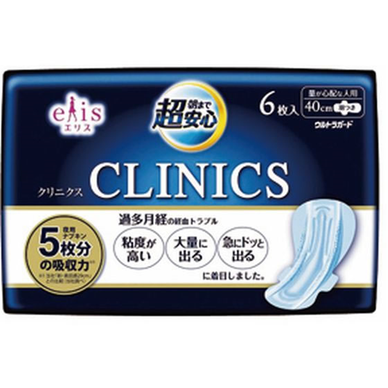 エリス 朝まで超安心 クリニクス 量が心配な人用 羽つき 6枚入 1個（ご注文単位1個）【直送品】