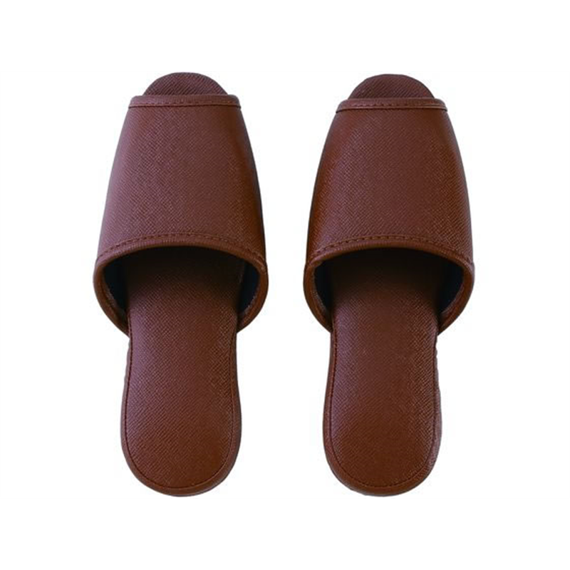 テンダイ 抗菌レザー調ビニールスリッパ 前あき M ブラウン 572538 1足（ご注文単位1足）【直送品】