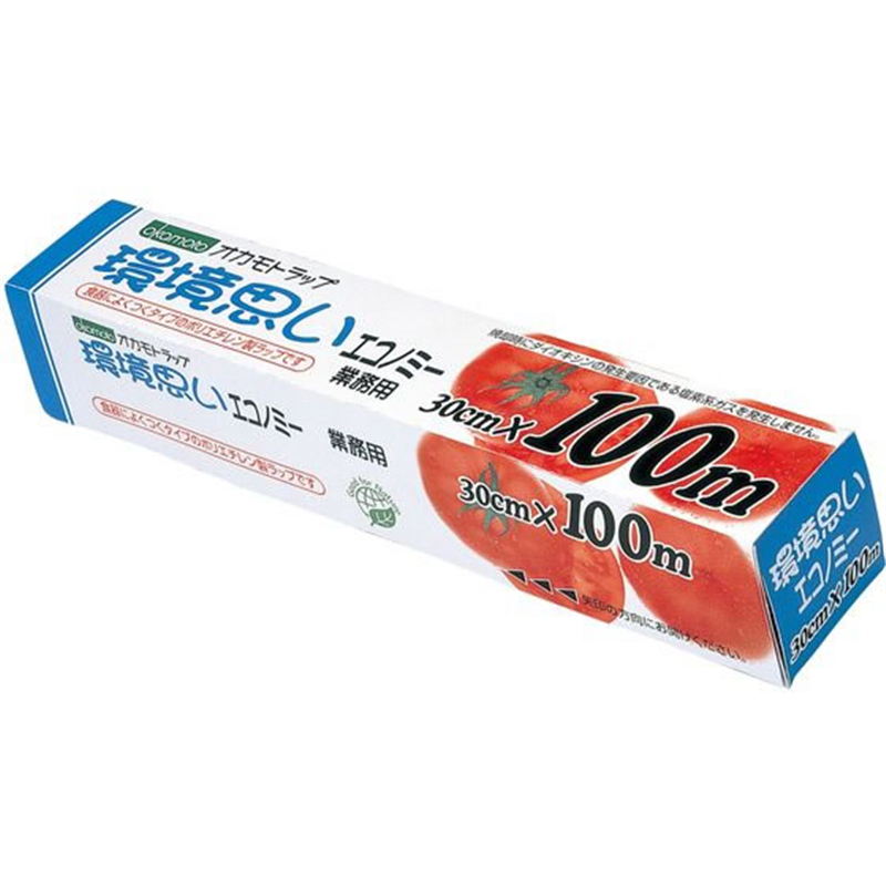 オカモト 業務用ポリラップ 「環境思い」 PE-30 30cm×100m 1個（ご注文単位1個）【直送品】