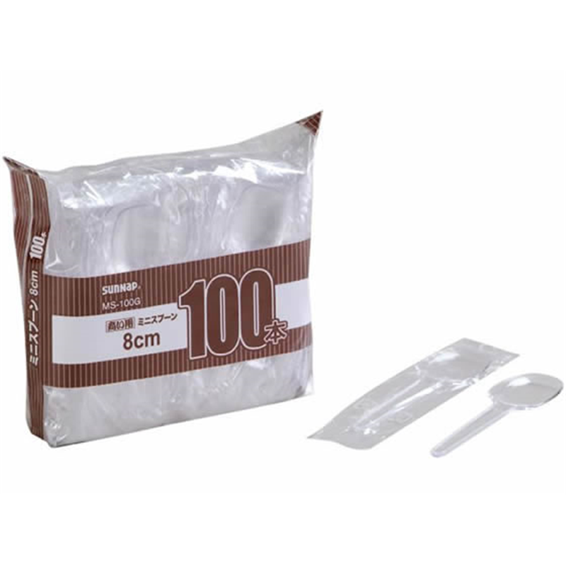 サンナップ 商い用ミニスプーン 8ｃｍ 100本入 MS-100G 1パック（ご注文単位1パック）【直送品】