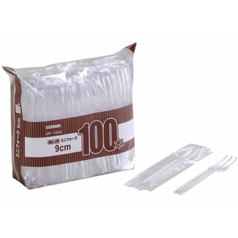 サンナップ 商い用ミニフォーク 9ｃｍ 100本入 MF-100G 1パック（ご注文単位1パック）【直送品】