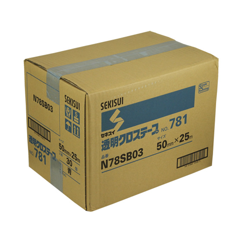 セキスイ 透明クロステープ 50mm×25m 青 30巻 No.781 1箱（ご注文単位1箱）【直送品】