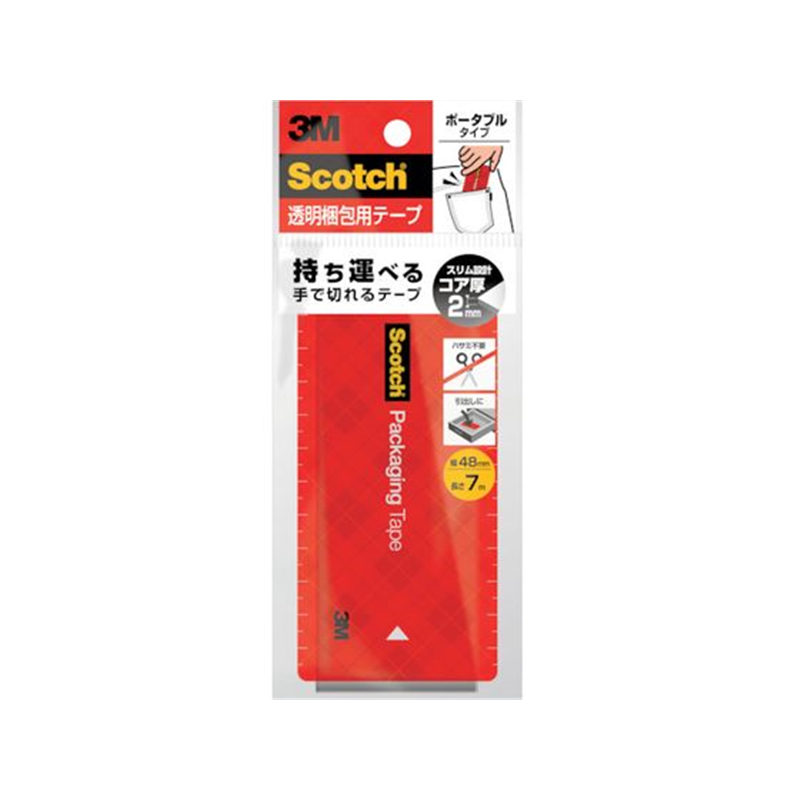 3M スコッチ 透明梱包用テープ ポータブル 7m 3852FLT-RD 1個（ご注文単位1個）【直送品】
