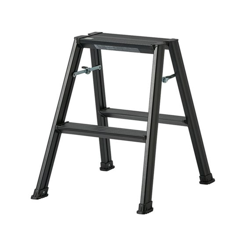 天馬 アルミ踏み台2段 ブラック 812004245 1台（ご注文単位1台）【直送品】