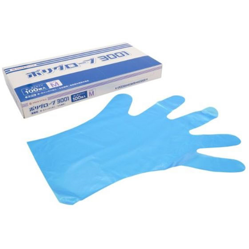 パックスタイル ポリ手袋 ポリグローブ 3001 箱入 青 M 100枚 1箱（ご注文単位1箱）【直送品】