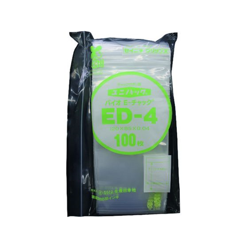 セイニチ 「ユニパック」バイオEチャック規格品チャック付ポリエチレン袋 ED-4 1袋（ご注文単位1袋）【直送品】