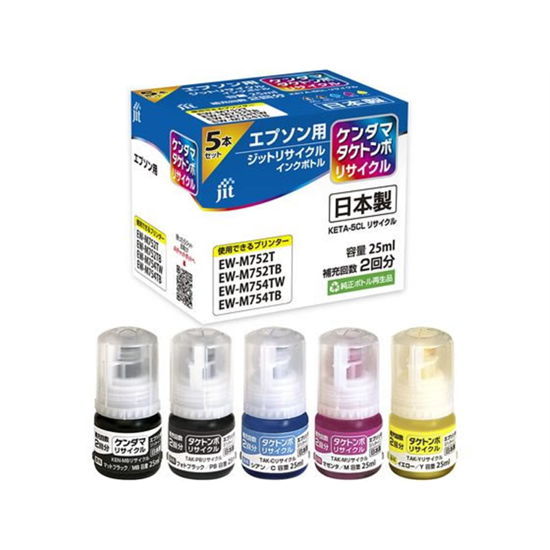 ジット エプソン ケンダマタケトンボ KETA-5CL 5色 リサイクルインクボトル 1パック（ご注文単位1パック）【直送品】