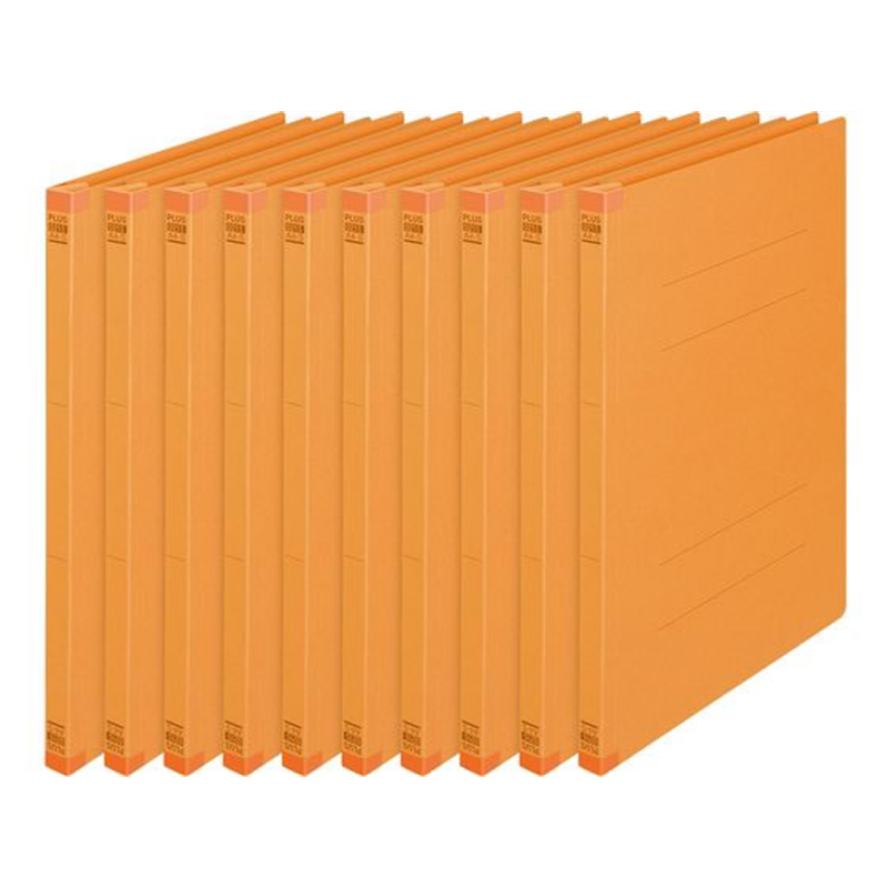 プラス フラットファイル 樹脂とじ具 A4-S オレンジ 10冊 NO.021S 1パック（ご注文単位1パック）【直送品】