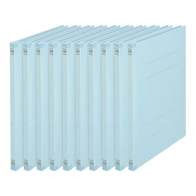 プラス フラットファイル 樹脂とじ具 A4-S ロイヤルブルー 10冊 NO.0 1パック（ご注文単位1パック）【直送品】