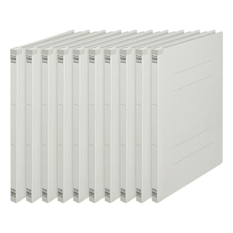 プラス フラットファイル 樹脂とじ具 10冊A4-Sグレー NO.021S／7 1パック（ご注文単位1パック）【直送品】