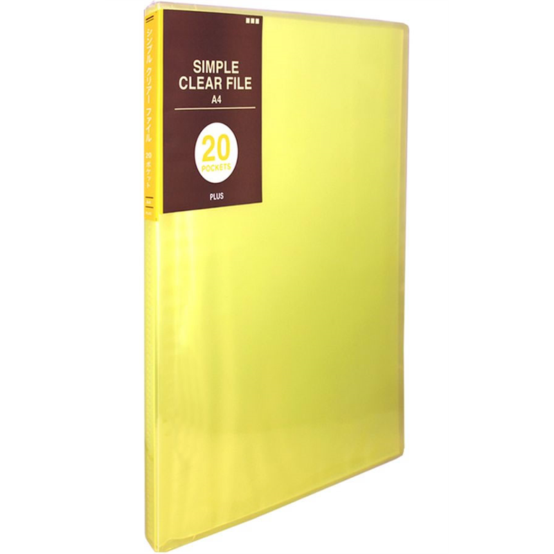 プラス シンプルクリアーファイル A4-S 20ポケット イエロー FC-220SC／98- 1冊（ご注文単位1冊）【直送品】