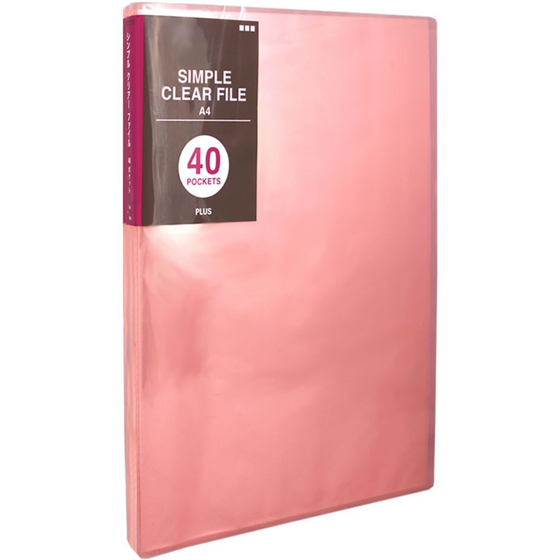 プラス シンプルクリアーファイル A4-S 40ポケット ピンク FC-240SC／98- 1冊（ご注文単位1冊）【直送品】