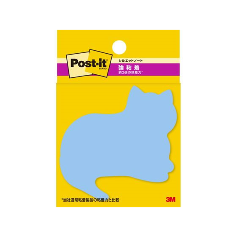 3M ポストイット ふせん 強粘着 ネコ 52mm×69mm 3冊 SSS-NEU 1パック（ご注文単位1パック）【直送品】