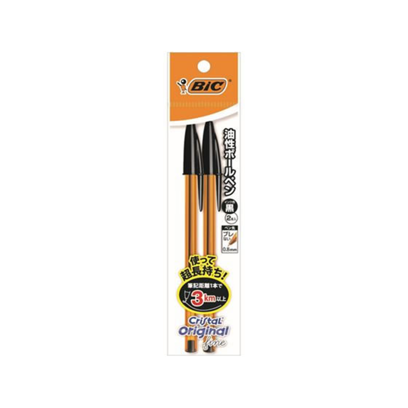 BIC クリスタルオリジナルファイン細字 0.8mm 黒 2本 CST-OF08BLKP2 1パック（ご注文単位1パック）【直送品】
