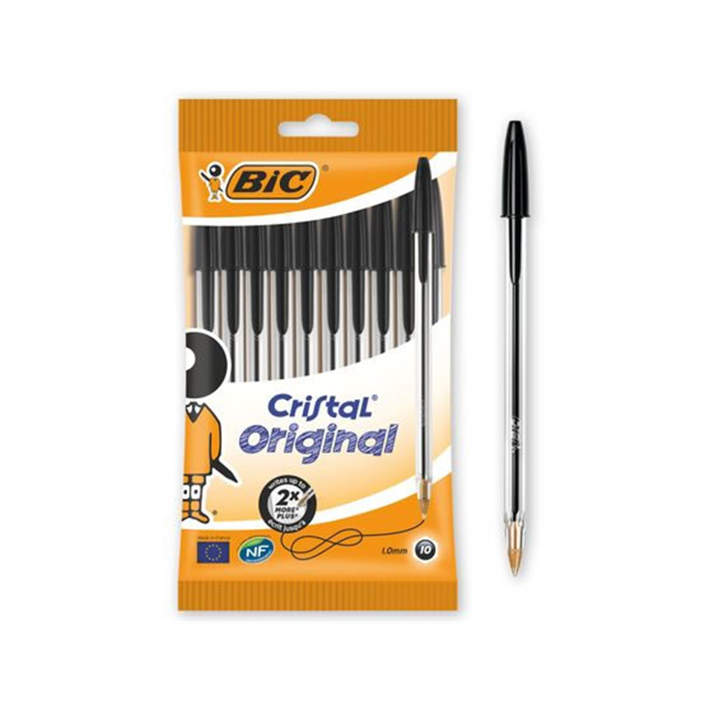 BIC クリスタルミディアム中字 1.0mm 1パック 10本入り CMBLK-10P 1袋（ご注文単位1袋）【直送品】