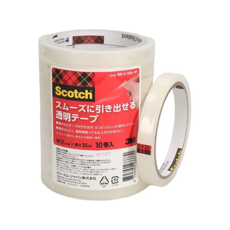 3M スコッチ スムーズに引き出せる透明テープ 幅12mm×長さ35m 1パック（ご注文単位1パック）【直送品】