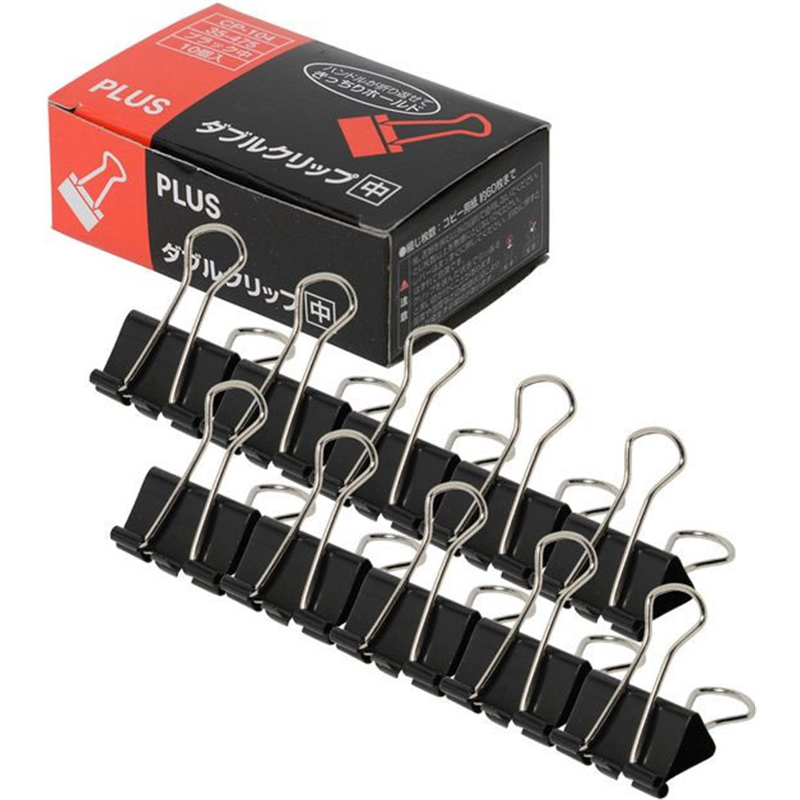 プラス ダブルクリップ 箱入 中 黒 10個入 CP-104／35-475 1箱（ご注文単位1箱）【直送品】