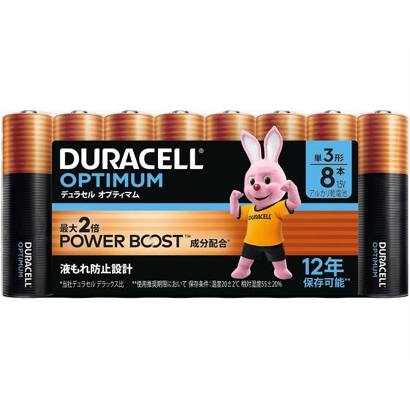DURACELL デュラセル アルカリ乾電池 オプティマム 単3形 8本入 DOP 1パック（ご注文単位1パック）【直送品】