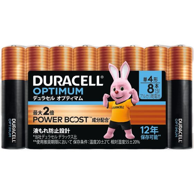 DURACELL デュラセル アルカリ乾電池 オプティマム 単4形 8本入 DOP 1パック（ご注文単位1パック）【直送品】