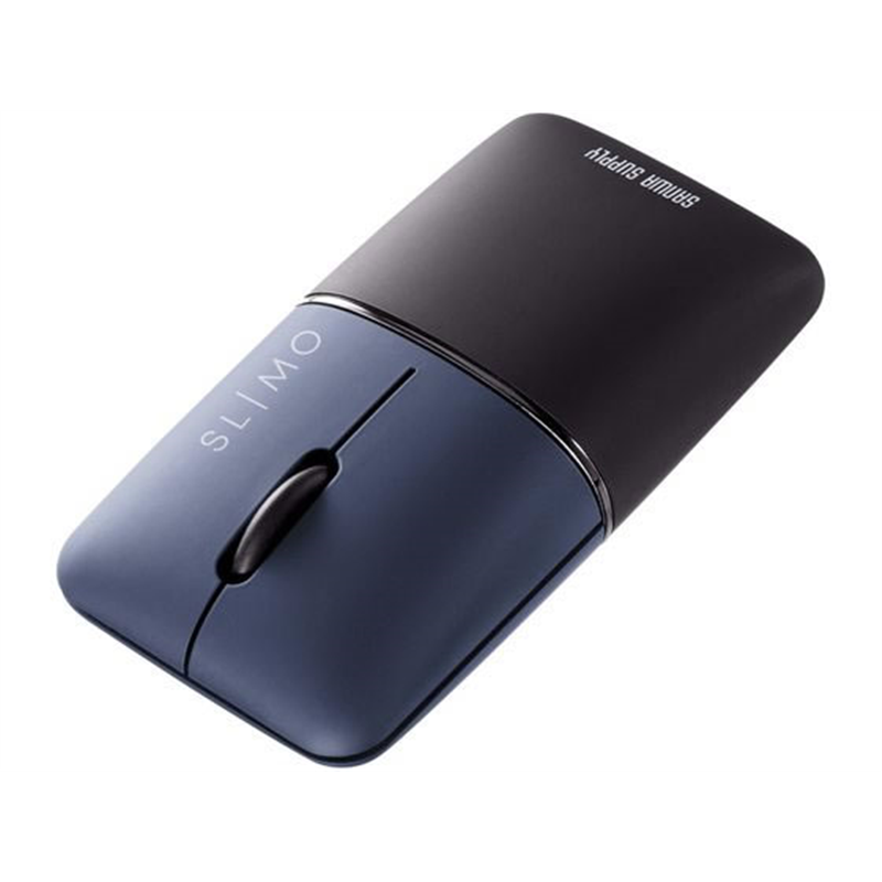 サンワサプライ 静音BluetoothブルーLEDマウス SLIMO 充電式 ネイビ 1個（ご注文単位1個）【直送品】