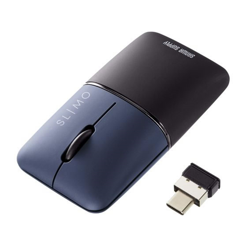 サンワサプライ 静音ワイヤレスブルーLEDマウス SLIMO 充電式 Type-C ネ 1個（ご注文単位1個）【直送品】