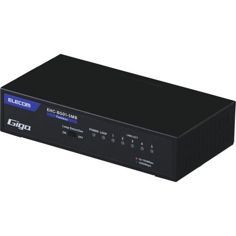 エレコム LANハブ 5ポート Giga対応 メタル ブラック EHC-BG01-5MB 1個（ご注文単位1個）【直送品】