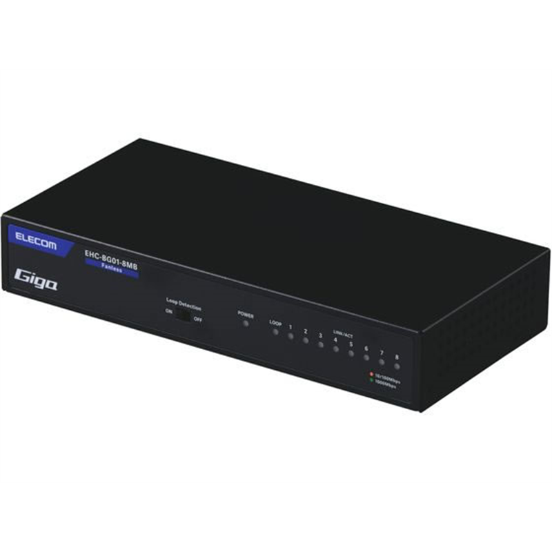 エレコム LANハブ 8ポート Giga対応 メタル ブラック EHC-BG01-8MB 1個（ご注文単位1個）【直送品】