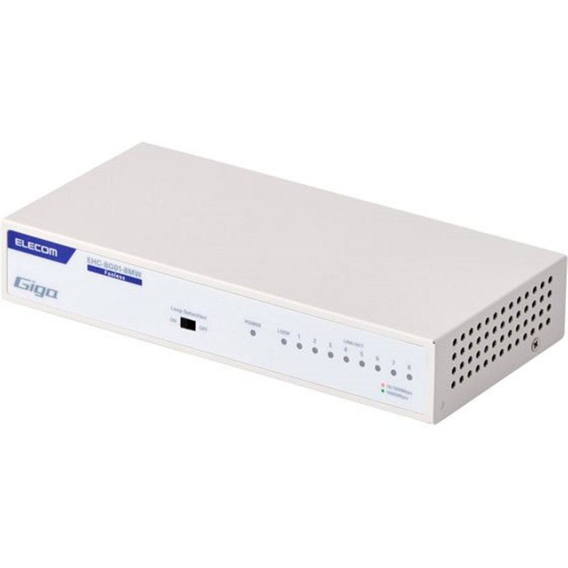 エレコム LANハブ 8ポート Giga対応 メタル ホワイト EHC-BG01-8MW 1個（ご注文単位1個）【直送品】