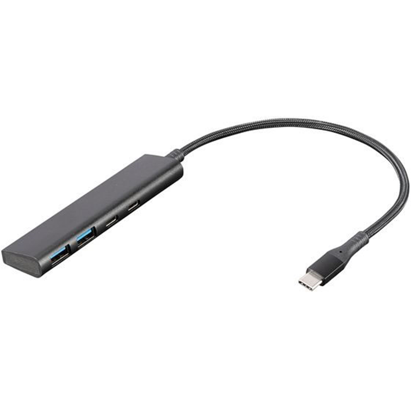 ナカバヤシ USB3.2Gen1Type-C4ポート(Cx2 Ax2)アルミハブ ブラック 1個（ご注文単位1個）【直送品】