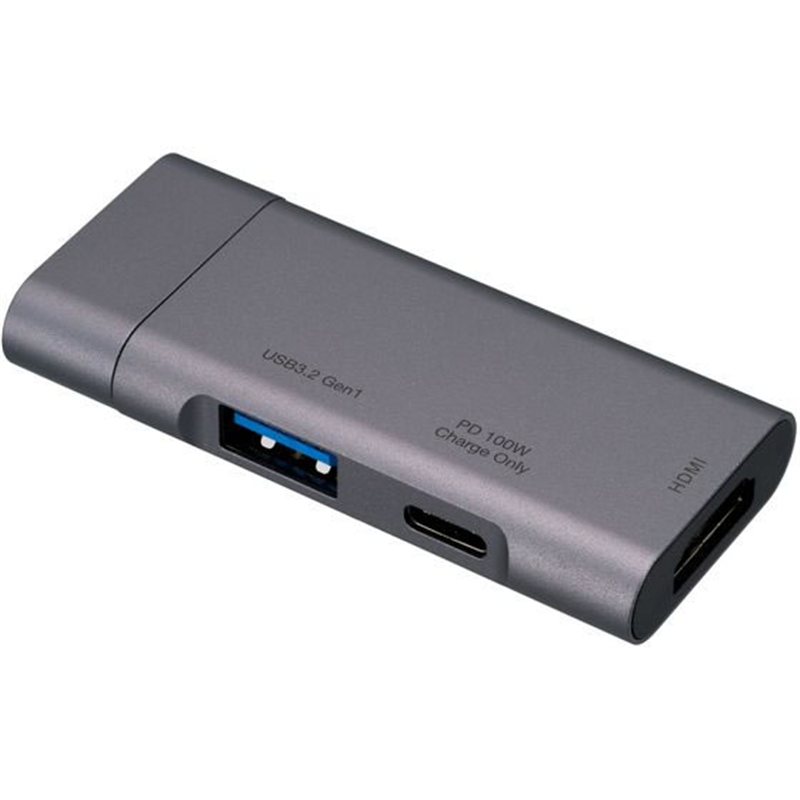 ナカバヤシ PD対応 Type-C ポケットサイズドッキングステーション グレー U 1個（ご注文単位1個）【直送品】