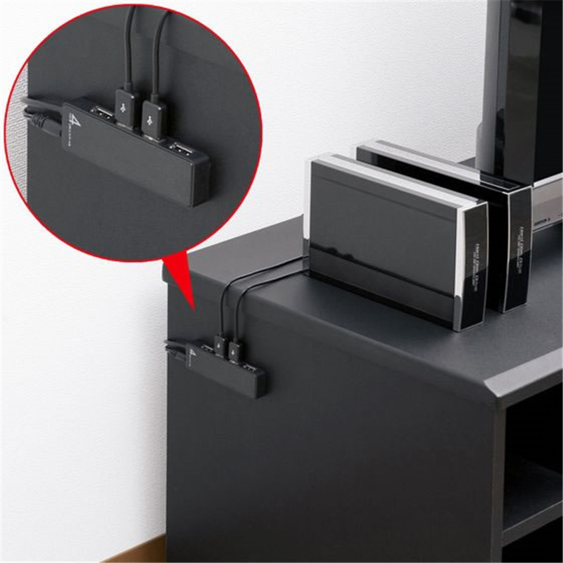 サンワサプライ HDD接続対応 面ファスナー付 4ポート USB2.0ハブ ブラ 1個（ご注文単位1個）【直送品】