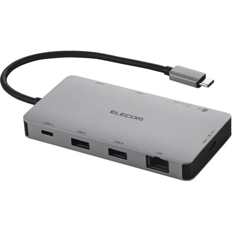 エレコム Type-Cドッキングステーション 9-in-1 シルバー DST-090BP1SV 1個（ご注文単位1個）【直送品】