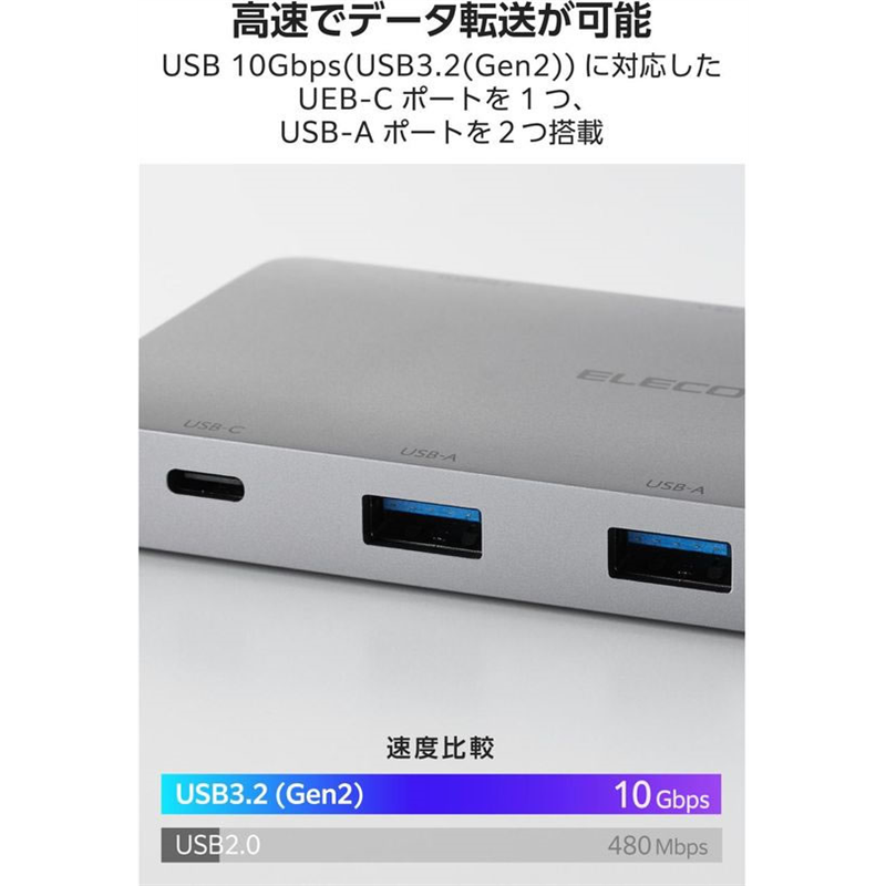 エレコム Type-Cドッキングステーション 9-in-1 シルバー DST-090BP1SV 1個（ご注文単位1個）【直送品】