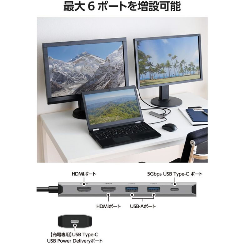 エレコム Type-Cドッキングステーション 6-in-1 シルバー DST-M060BPSV 1個（ご注文単位1個）【直送品】