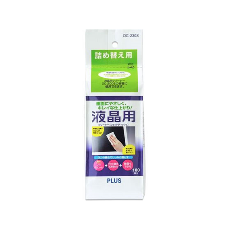 プラス 液晶用クリーナー Lボトル 詰替用 100枚 OC-230S／68-82 1個（ご注文単位1個）【直送品】