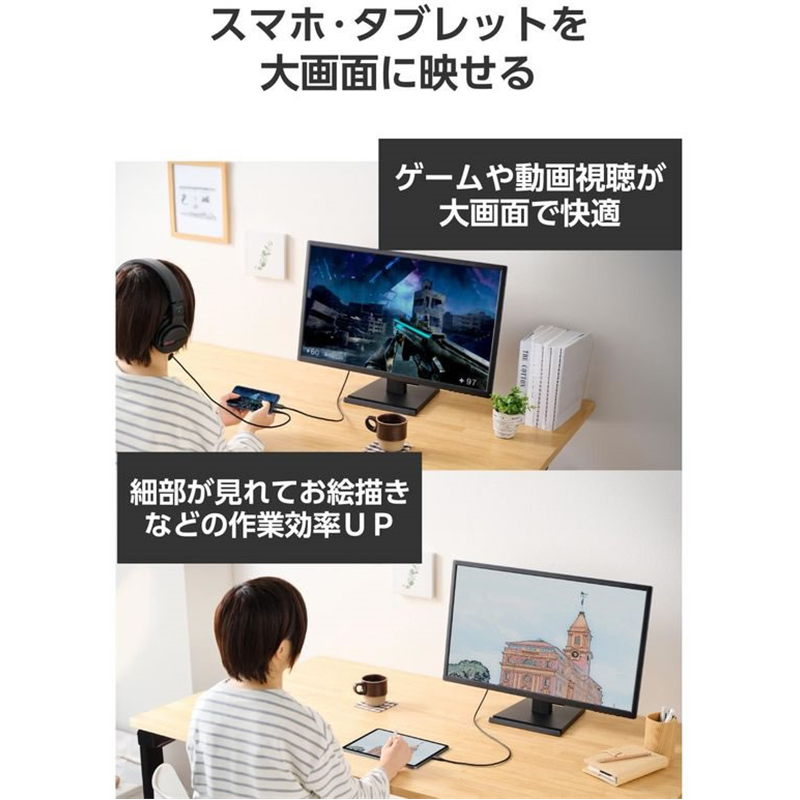 エレコム USB-C HDMI 変換ケーブル 1m ブラック DH-CHDMI10BK 1個(ご注文単位1個)【直送品】