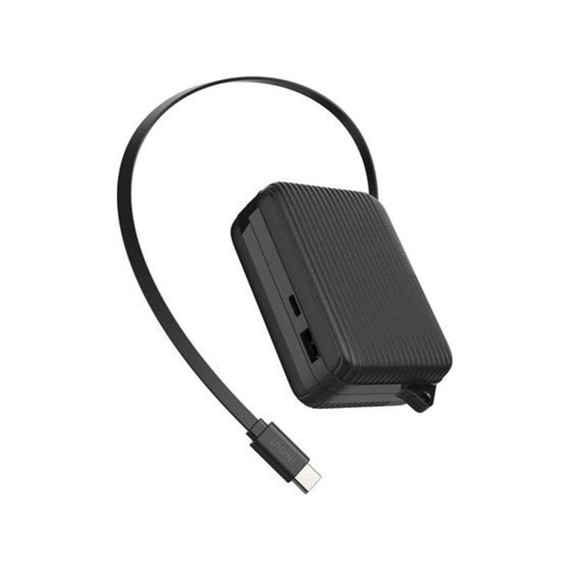 エレコム 巻取りモバイルバッテリー 10000mAh 黒 DE-C79-10000BK 1個（ご注文単位1個）【直送品】