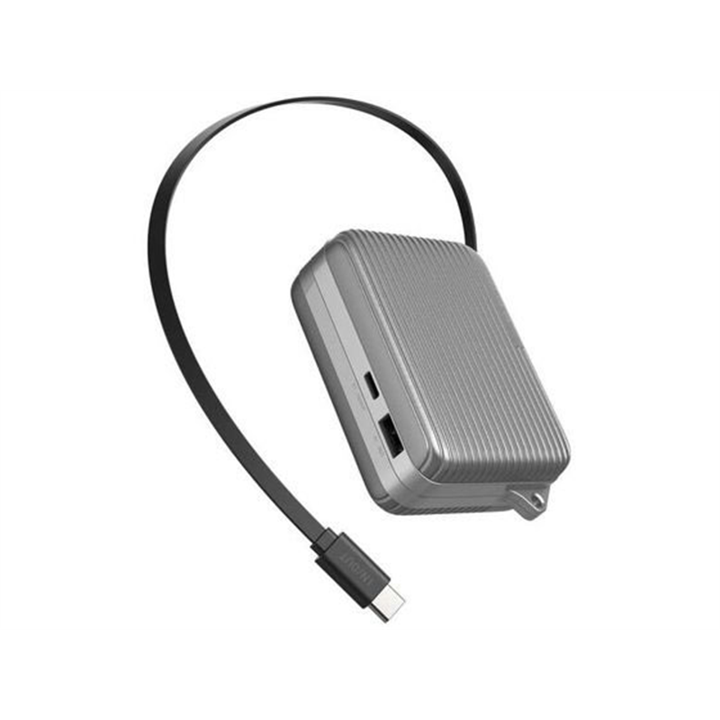 エレコム 巻取りモバイルバッテリー 10000mAh 銀 DE-C79-10000SV 1個（ご注文単位1個）【直送品】