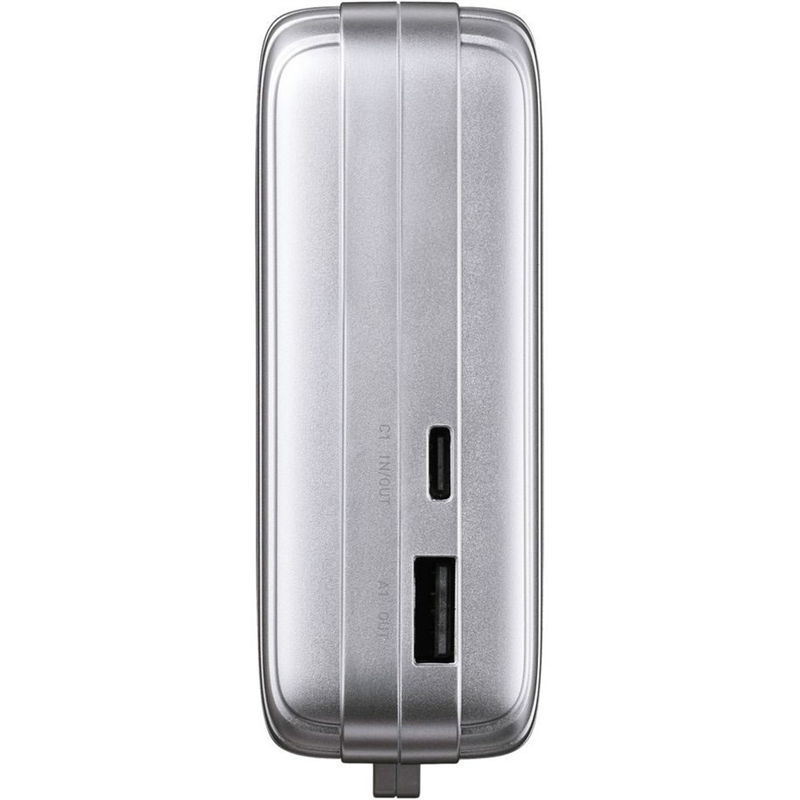 エレコム 巻取りモバイルバッテリー 10000mAh 銀 DE-C79-10000SV 1個（ご注文単位1個）【直送品】