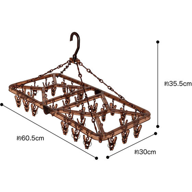 オーエ ストロング 角ハンガー ピンチ32個付 ブラウン 1個（ご注文単位1個）【直送品】