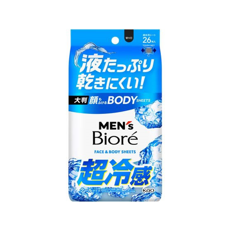 KAO メンズビオレ 顔もふけるボディシート クールタイプ 26枚 1個（ご注文単位1個）【直送品】