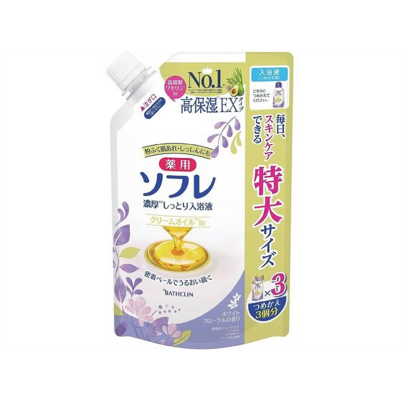 アース製薬 ソフレ 濃厚しっとり入浴液 ホワイトフローラル 詰替 1200 1個（ご注文単位1個）【直送品】