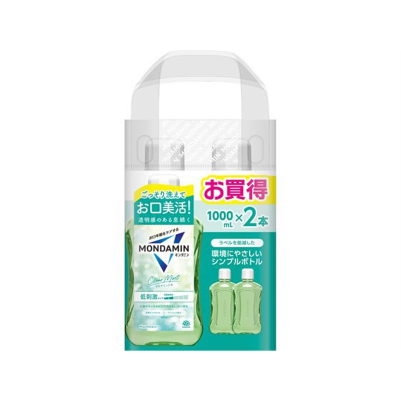 アース製薬 モンダミン クリアミント 1000mL×2本 1パック（ご注文単位1パック）【直送品】