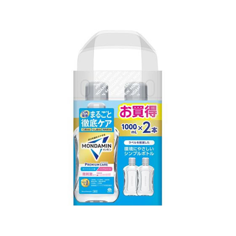 アース製薬 モンダミン プレミアムケア ホワイトミント 1000mL×2本 1パック（ご注文単位1パック）【直送品】