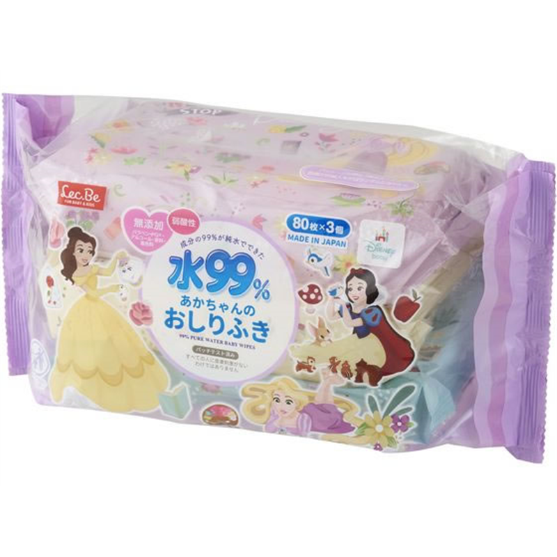レック RAあかちゃんのおしりふき ディズニープリンセス 80枚×3 1個（ご注文単位1個）【直送品】