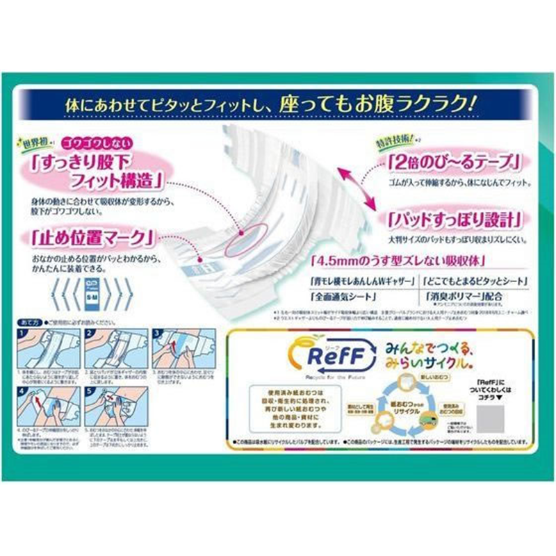 ユニ・チャーム RefF ライフリー のび～るフィット うす型軽快 テープ止 1パック（ご注文単位1パック）【直送品】