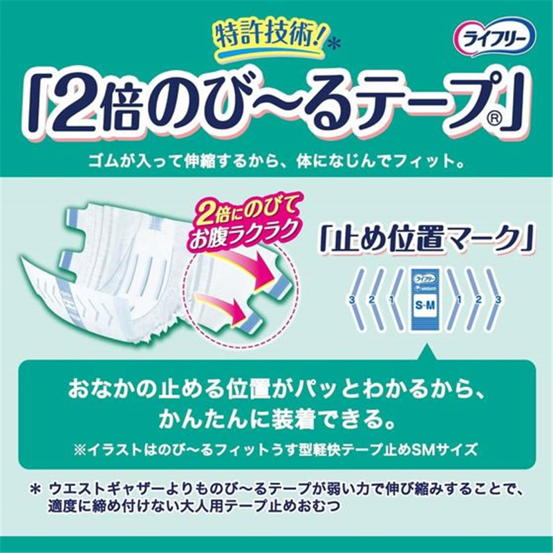 ユニ・チャーム RefF ライフリー のび～るフィット うす型軽快 テープ止 1パック（ご注文単位1パック）【直送品】