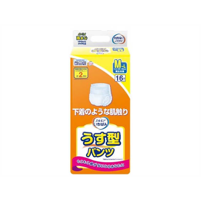 カミ商事 エルモアいちばん うす型パンツ M～L 16枚 1パック（ご注文単位1パック）【直送品】