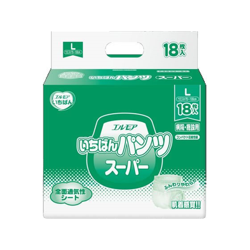 カミ商事 エルモア いちばんパンツ スーパー L 18枚 1パック（ご注文単位1パック）【直送品】