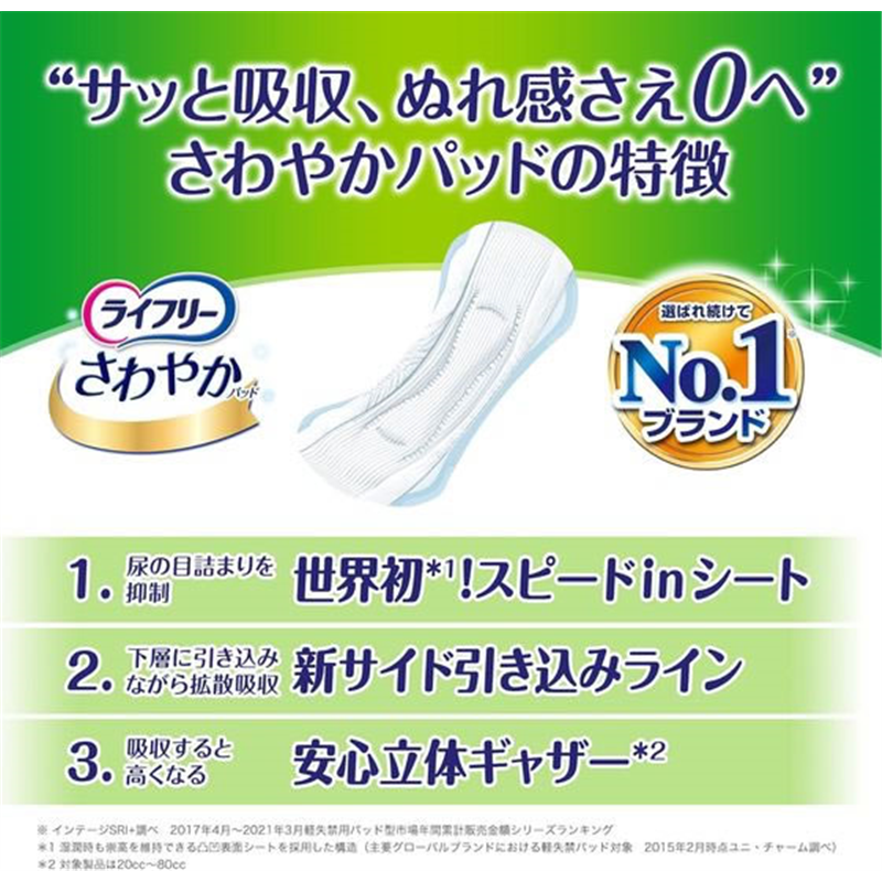 ユニ・チャーム ライフリー さわやかパッド 少量用 20cc 102枚 1パック（ご注文単位1パック）【直送品】